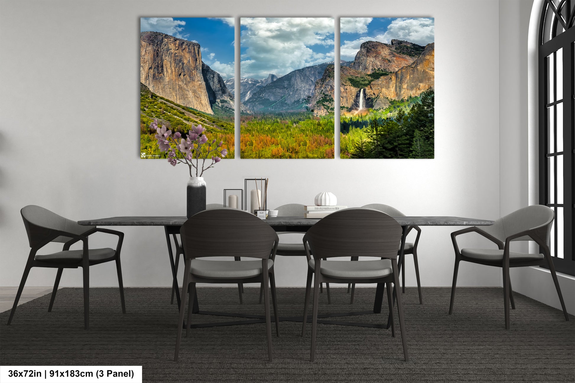 a dining room with a table and chairs