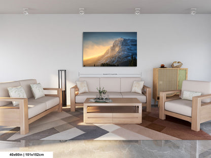 a living room filled with furniture and a painting on the wall