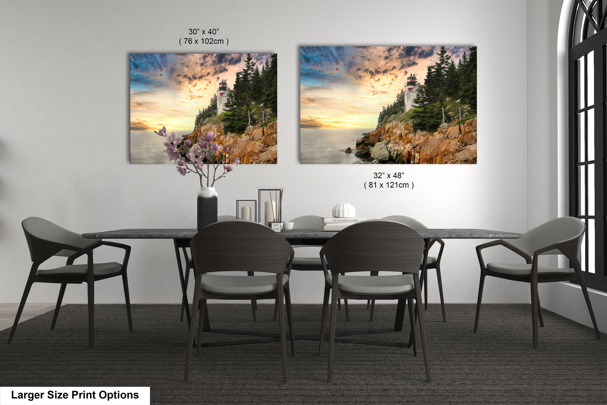 a dining room with a table and chairs
