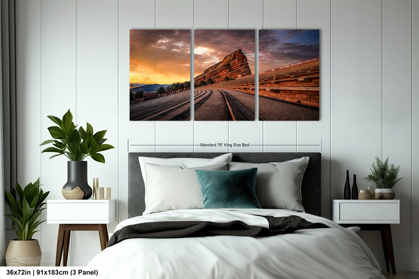 a bedroom scene with focus on the bed