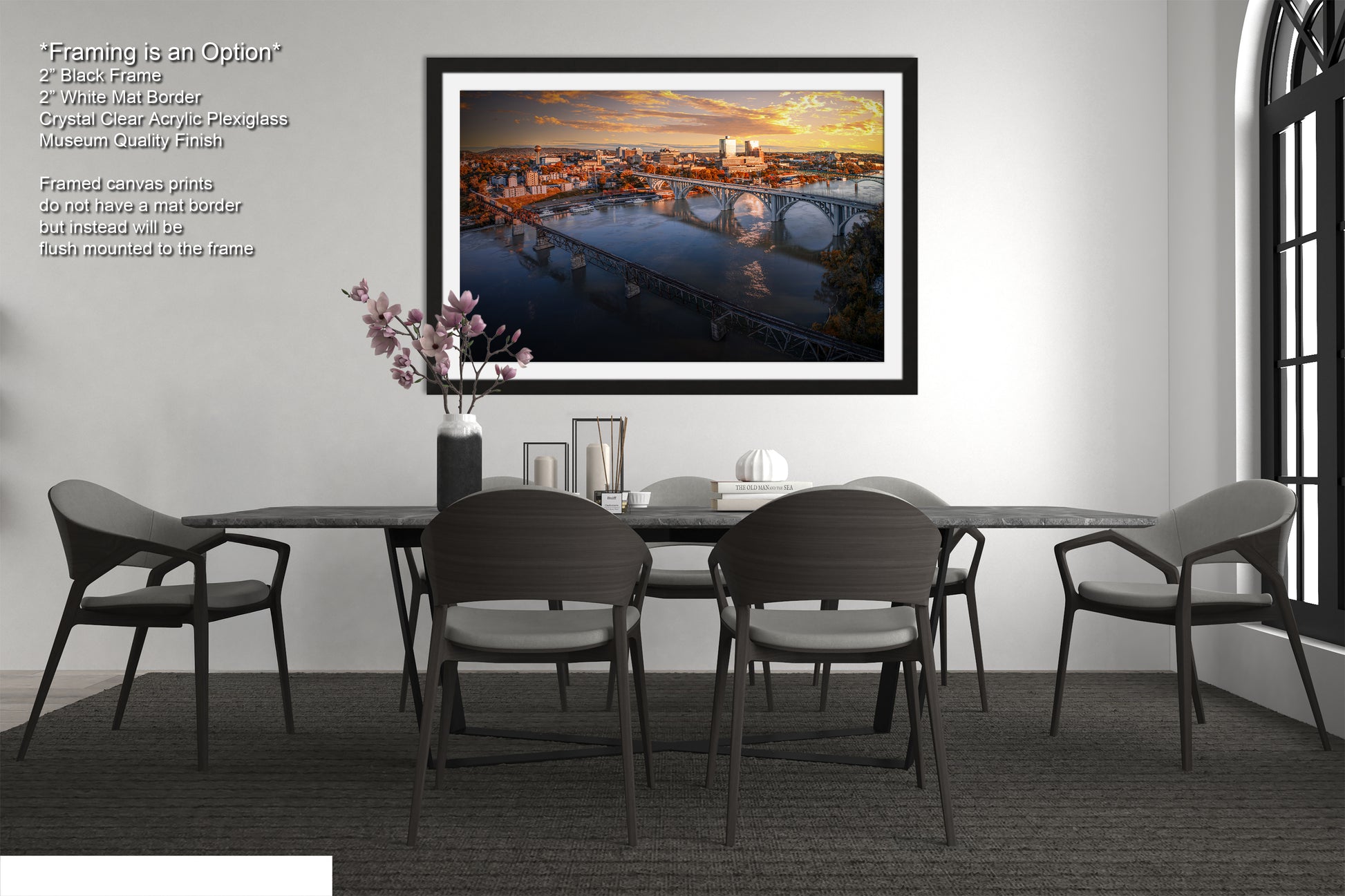 a picture of a dining room with a table and chairs