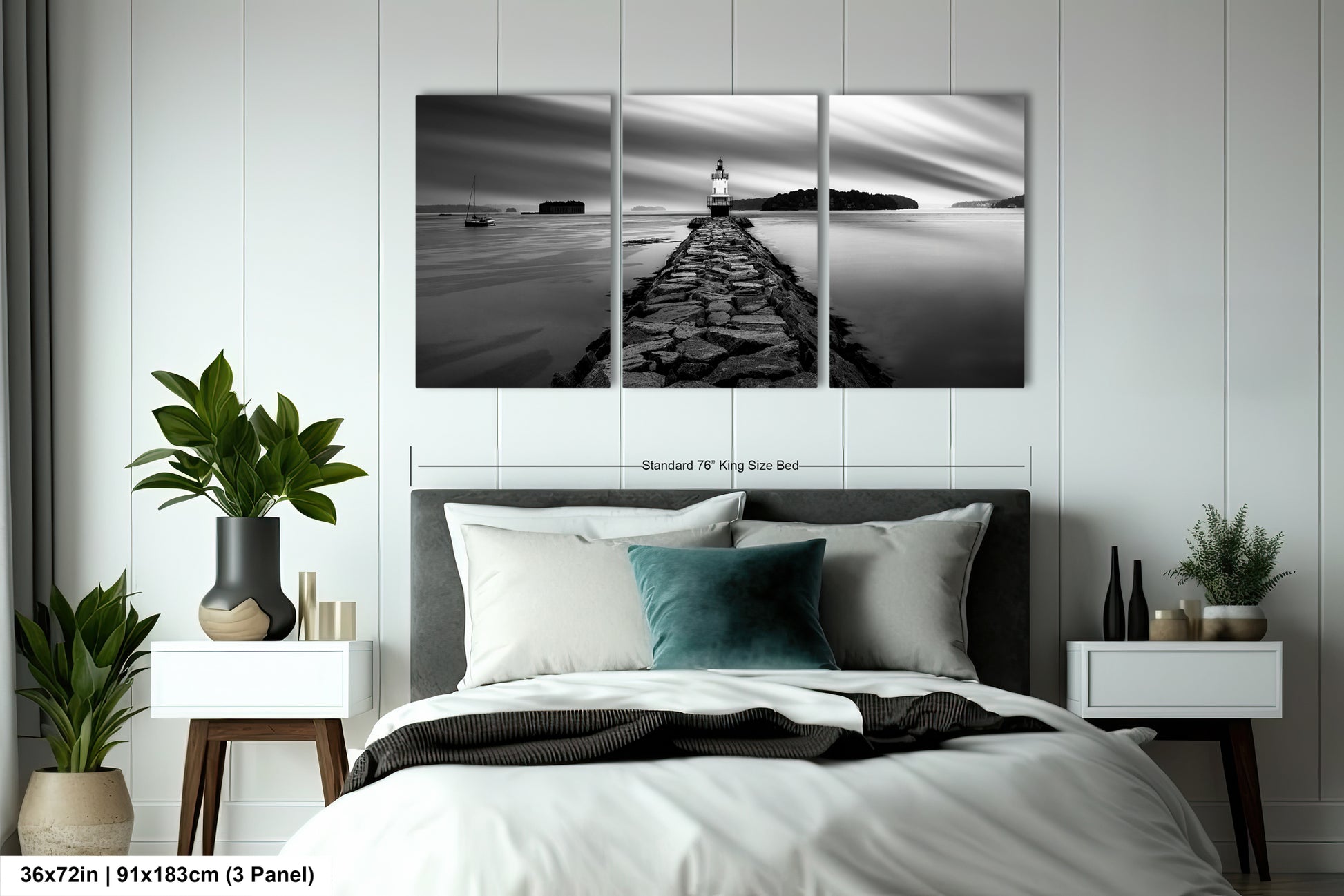 a black and white photo of a bedroom with a bed