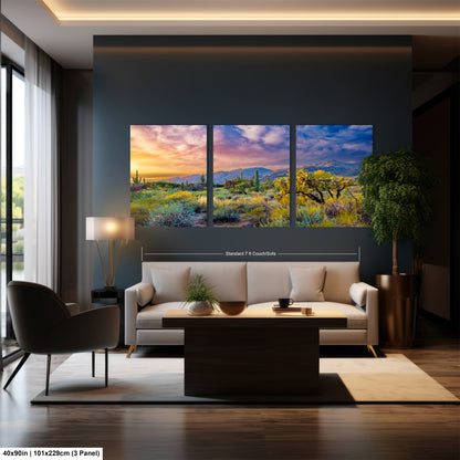 a living room filled with furniture and a painting on the wall
