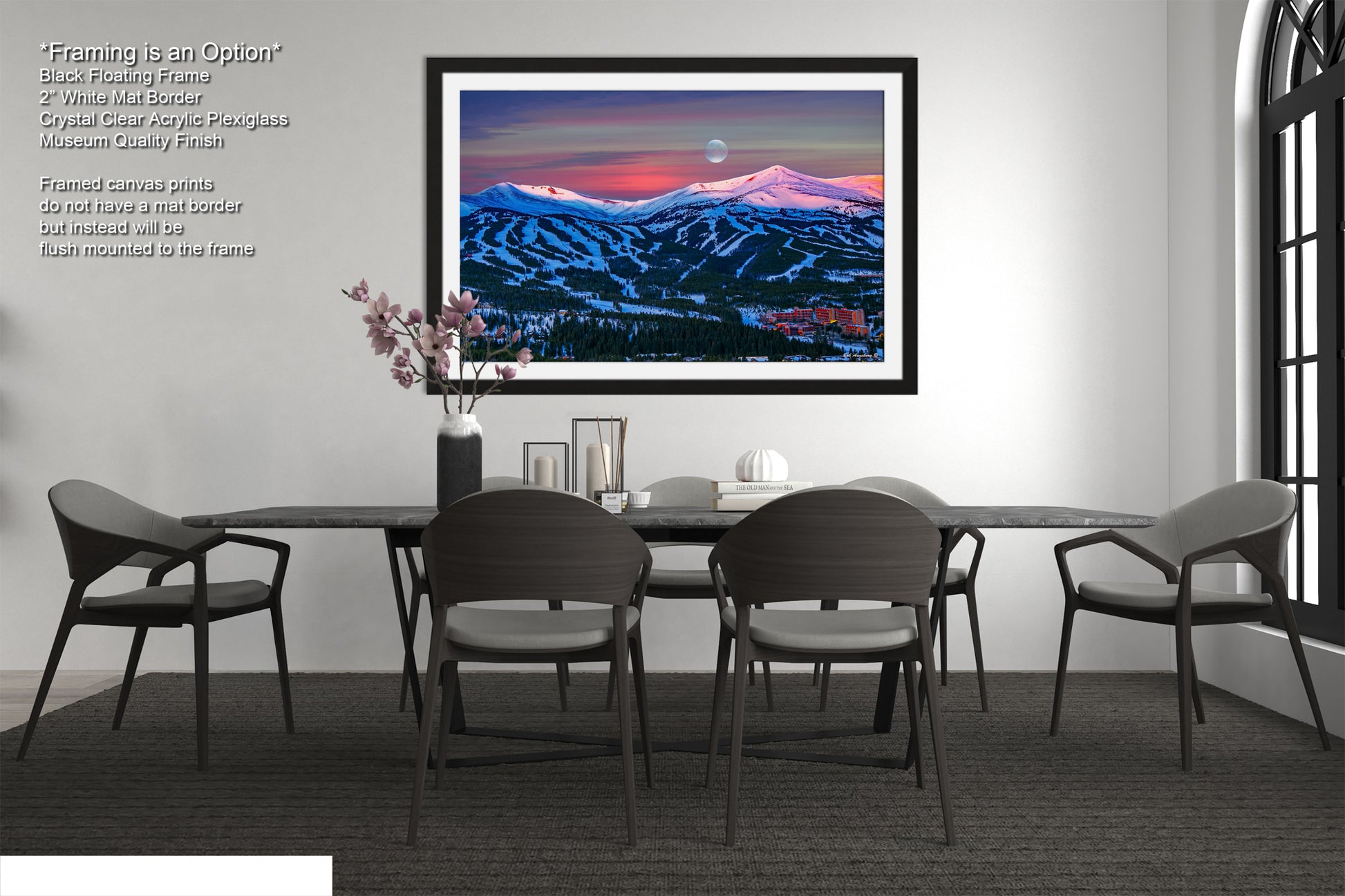 a picture of a dining room with a table and chairs