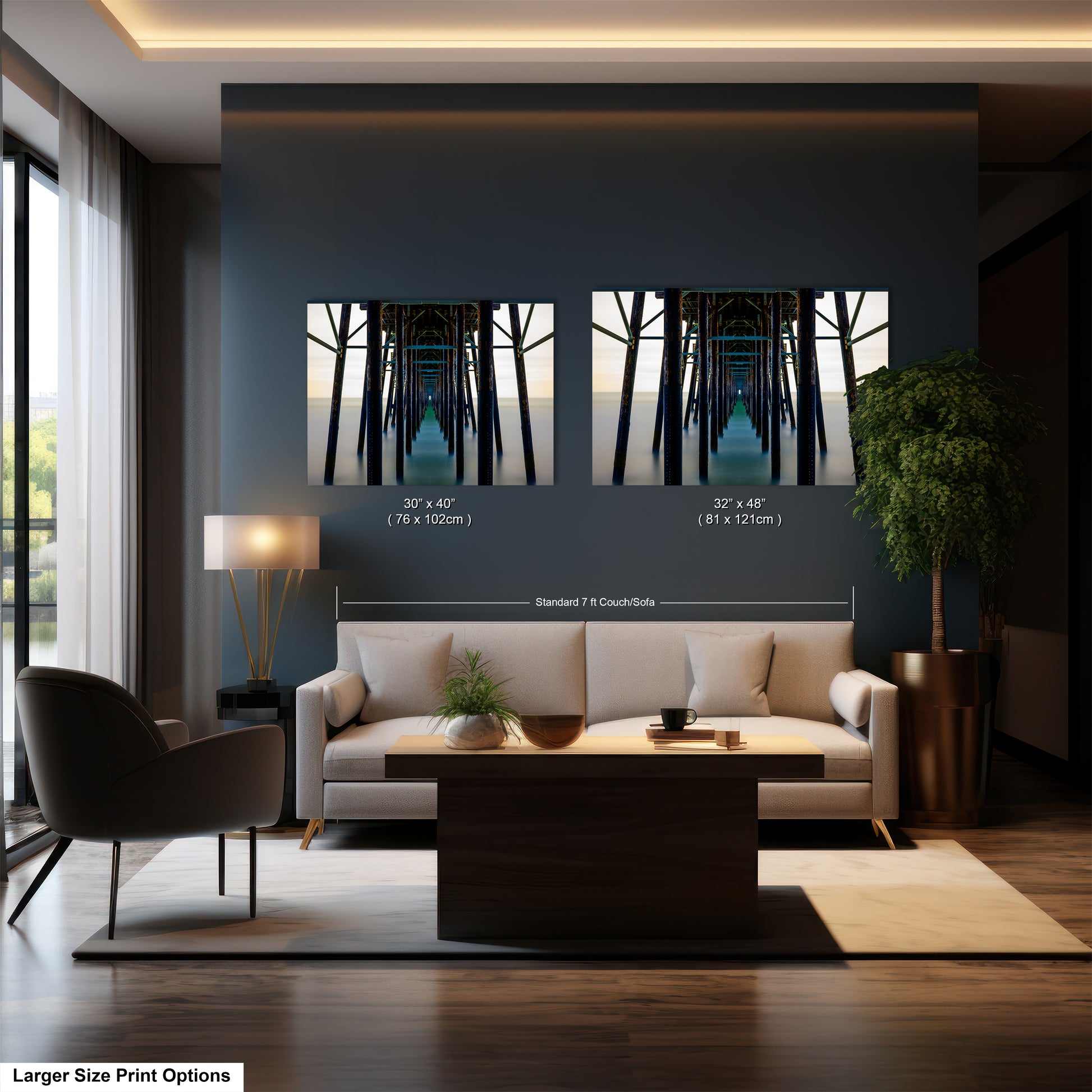 a living room filled with furniture and a painting on the wall