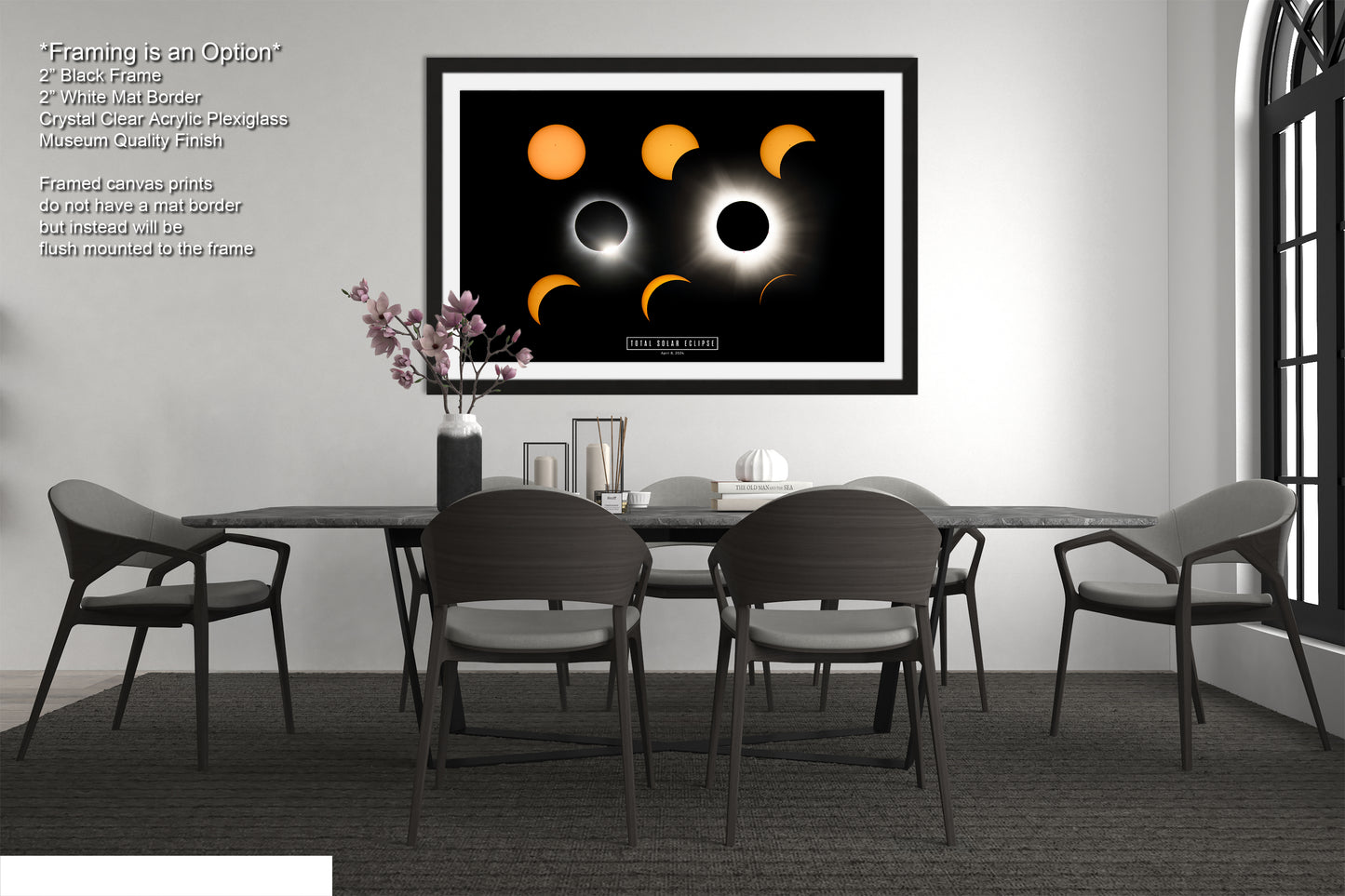 a picture of a dining room with a table and chairs