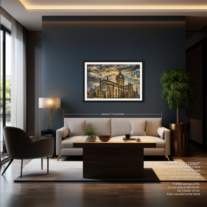 a living room with a couch a chair and a painting