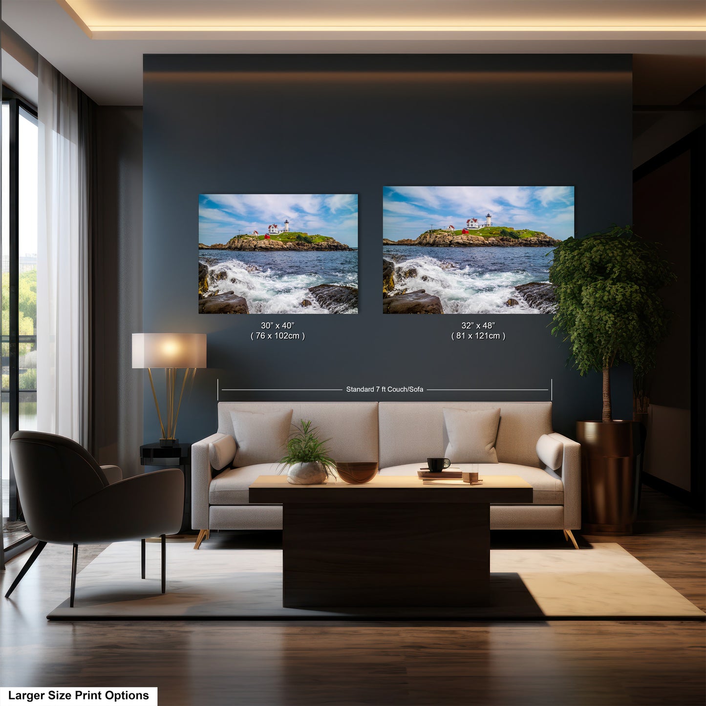 a living room filled with furniture and a painting on the wall