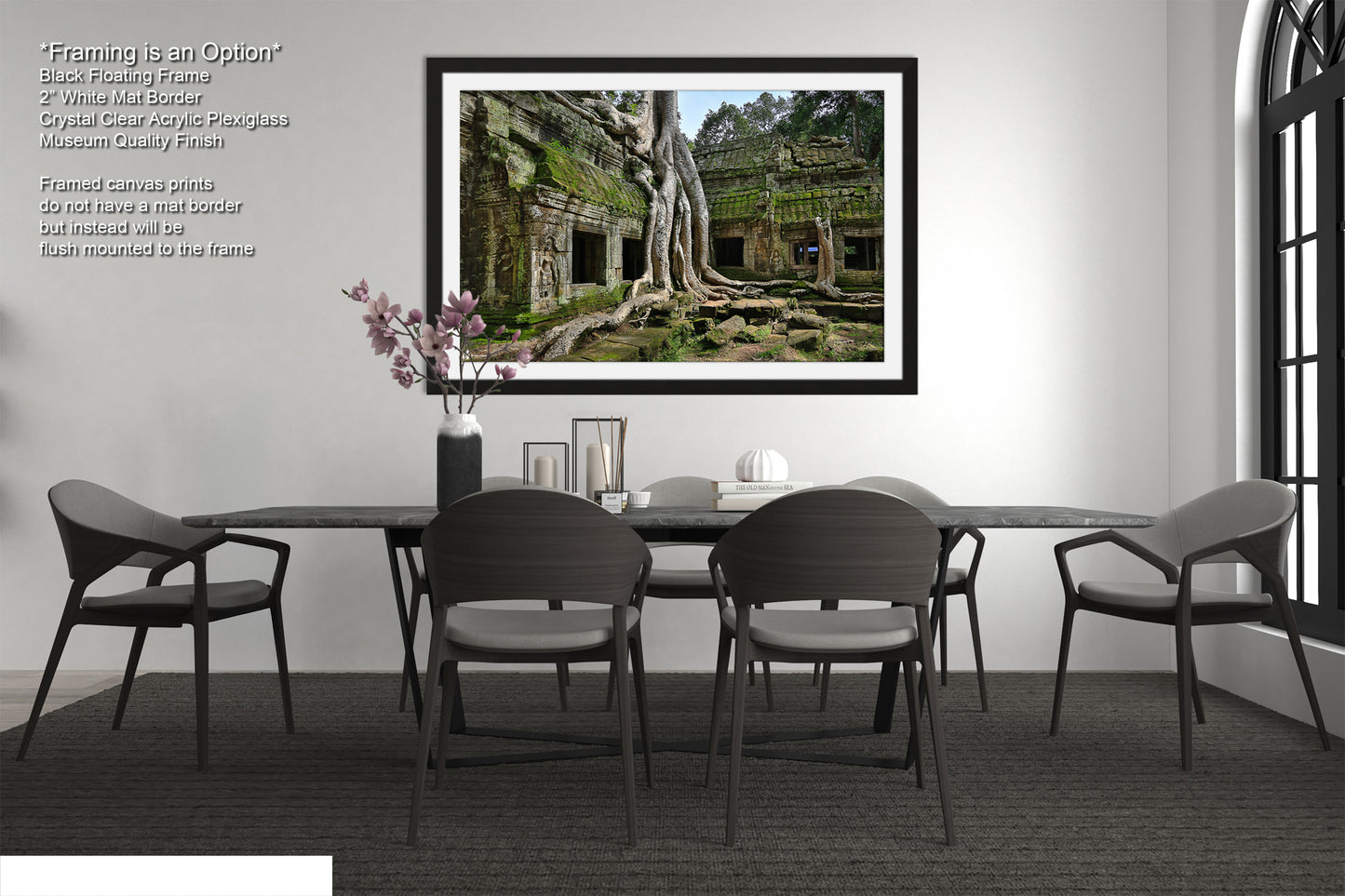 a dining room with a table and chairs