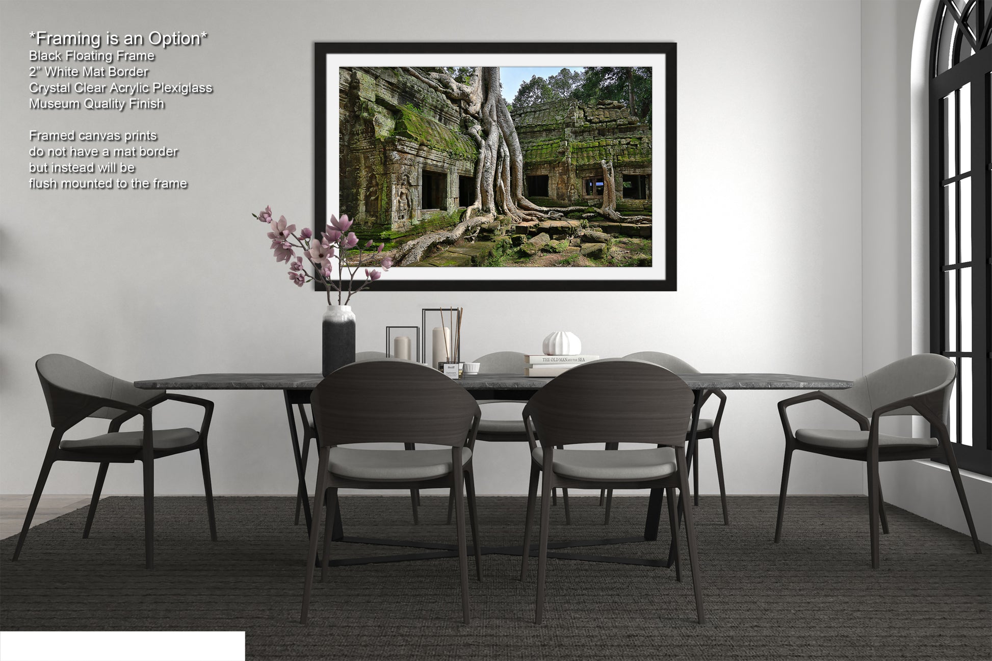 a dining room with a table and chairs