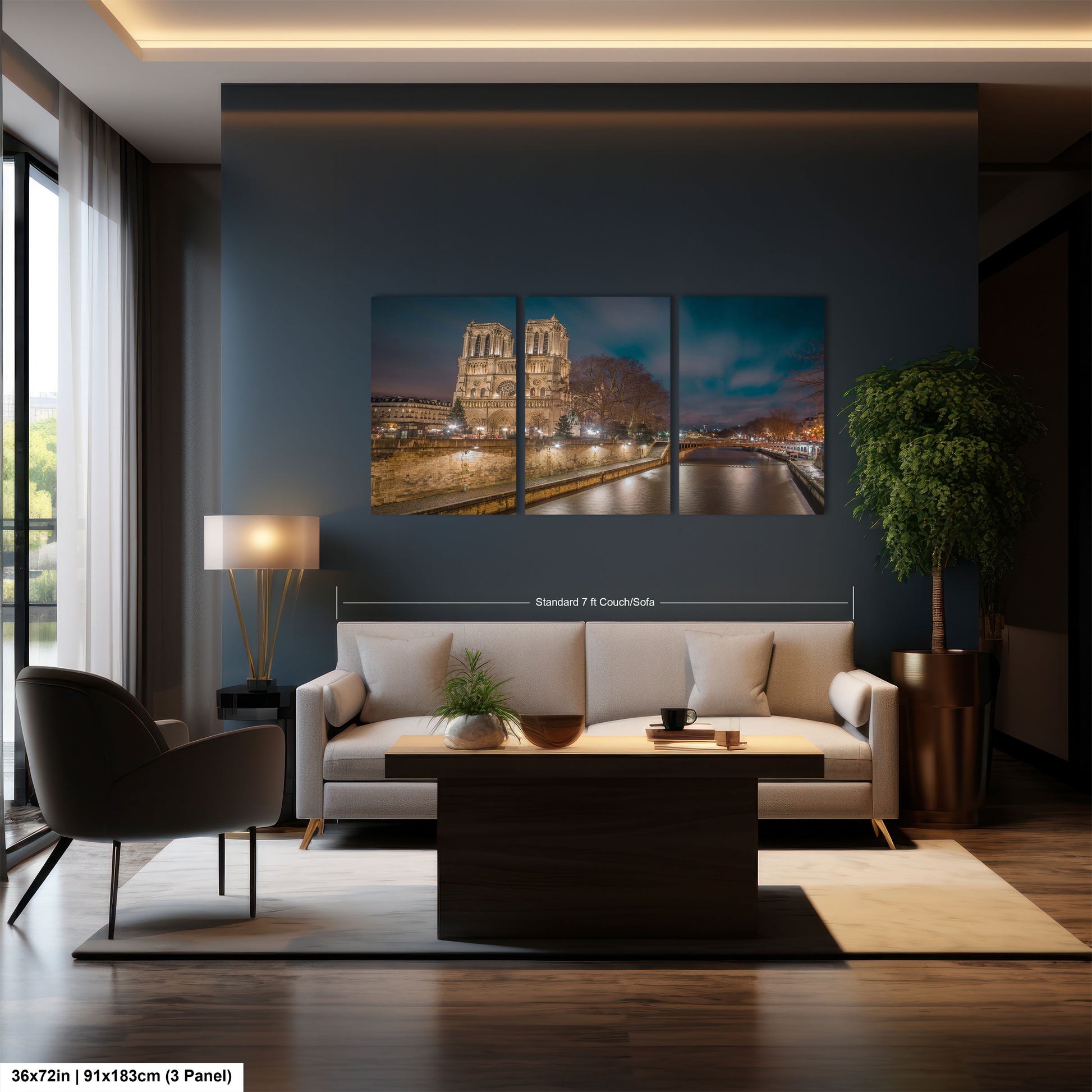a living room with a couch and a coffee table