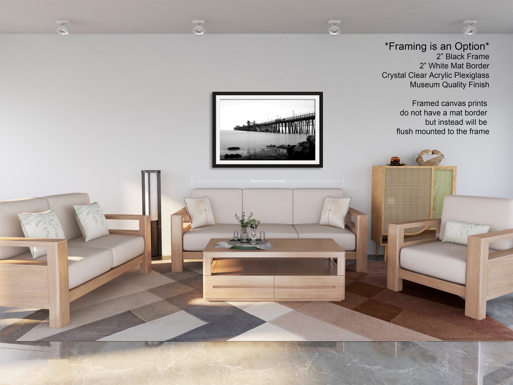 a living room filled with furniture and a picture on the wall