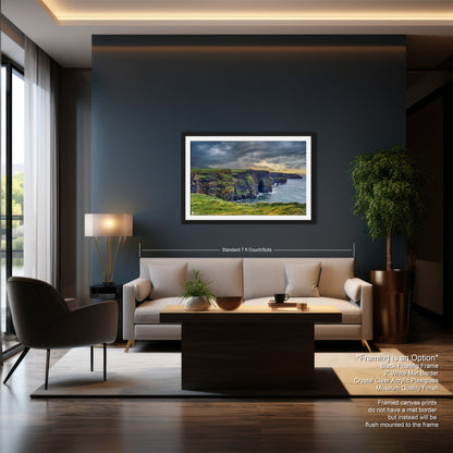 a living room with a couch a chair and a painting on the wall