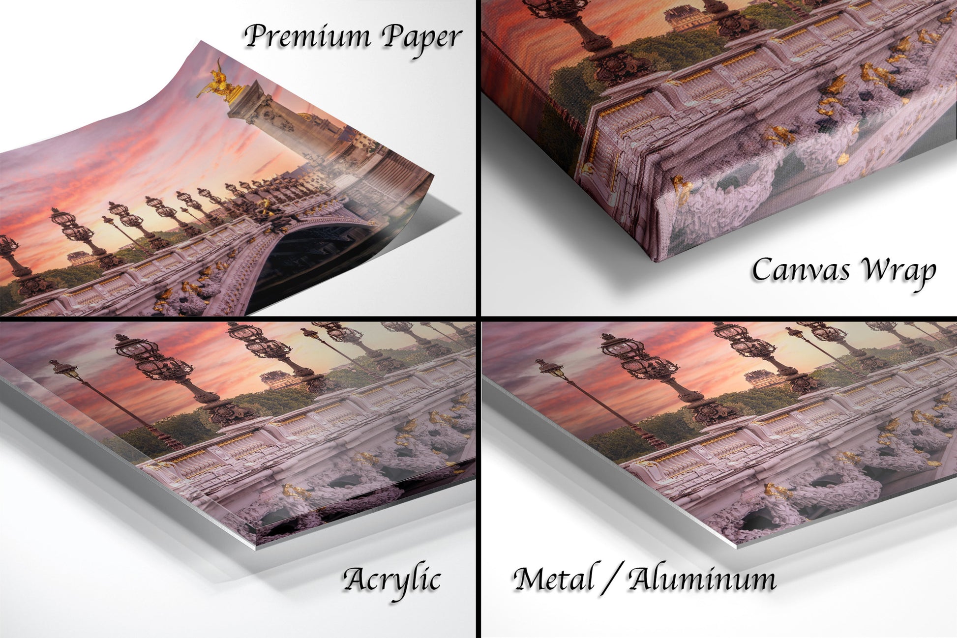 a series of four photos of a box with a painting on it