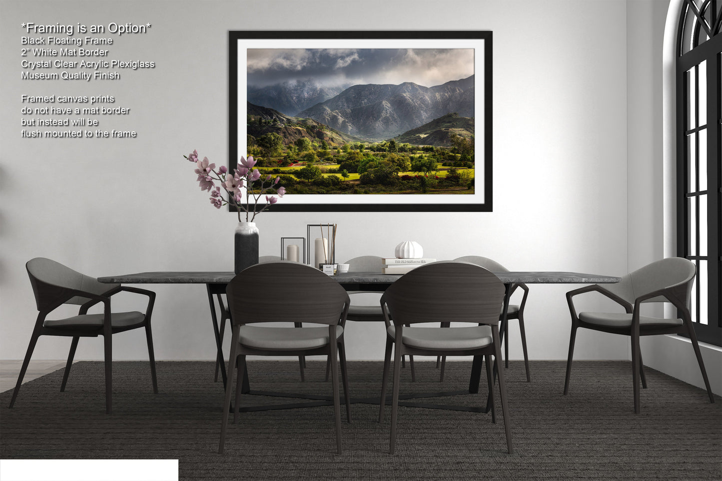 a picture of a dining room with a table and chairs