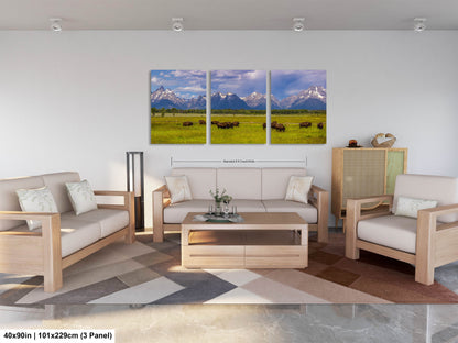 a living room filled with furniture and a painting on the wall