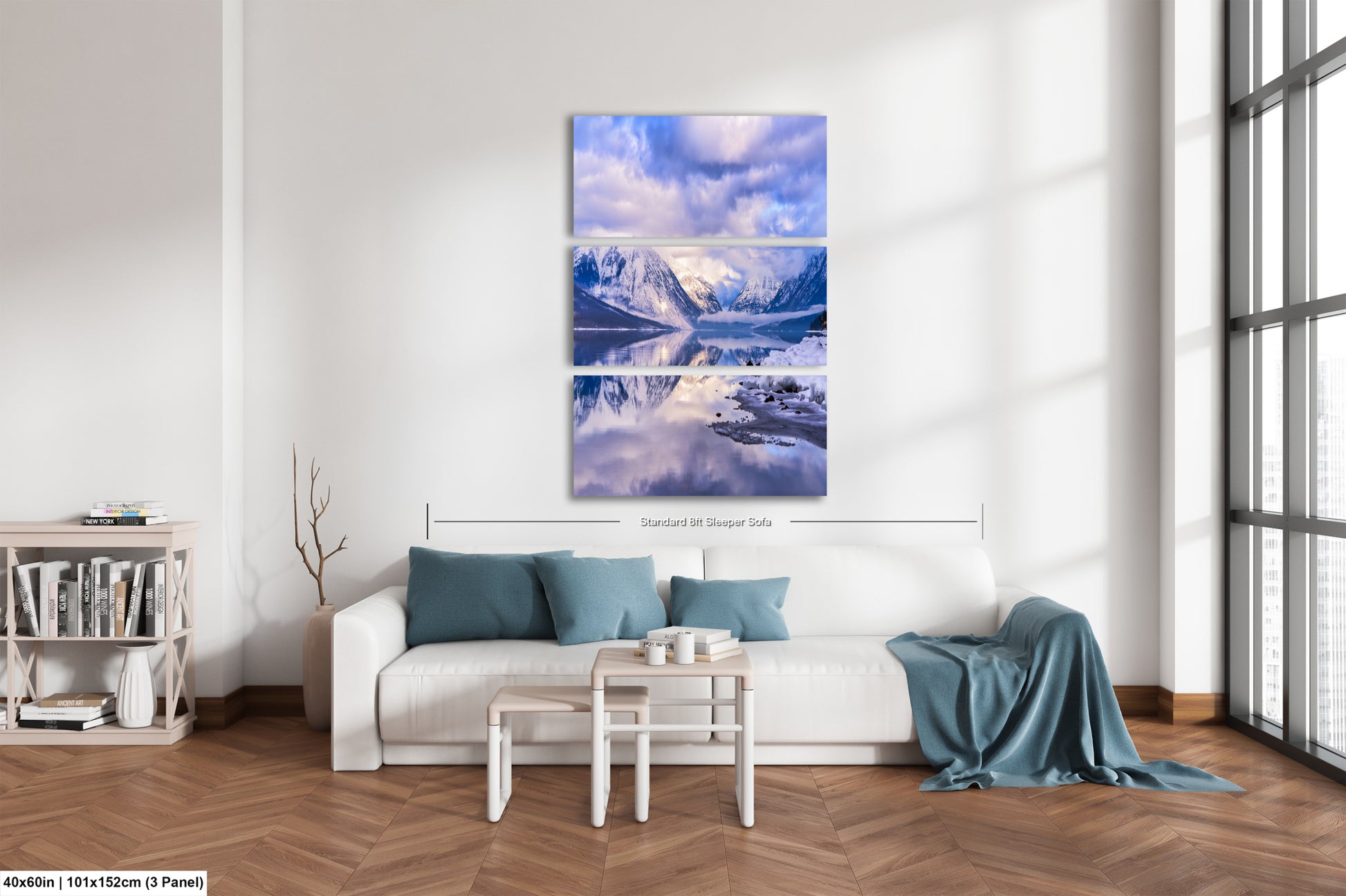 a living room filled with furniture and a painting on the wall