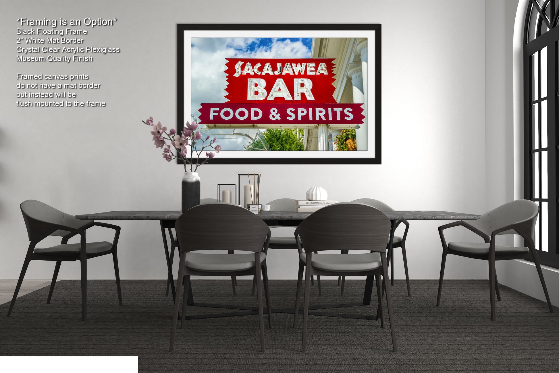 a picture of a restaurant sign hanging on a wall