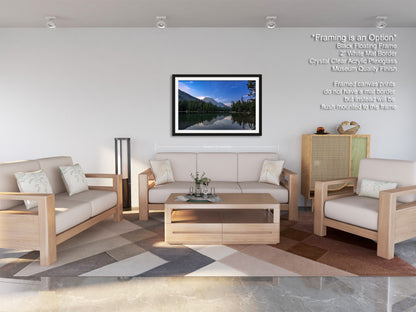a living room filled with furniture and a painting on the wall