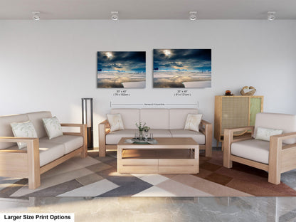 a living room filled with furniture and a painting on the wall