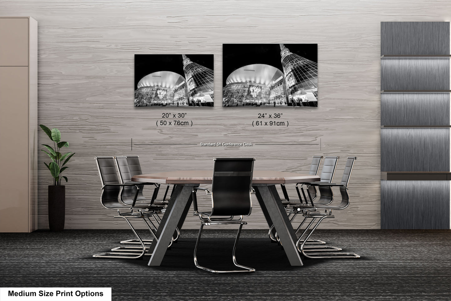 a dining room table with chairs next to a wall
