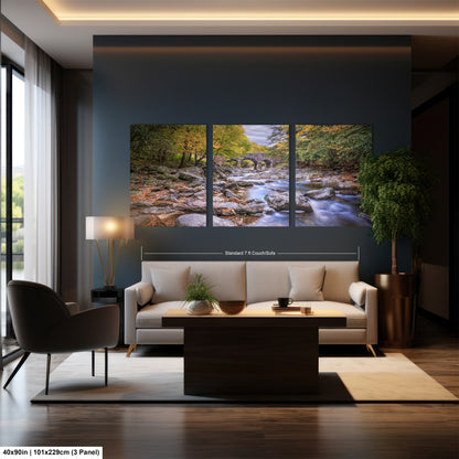 a living room with a couch a table and a painting on the wall