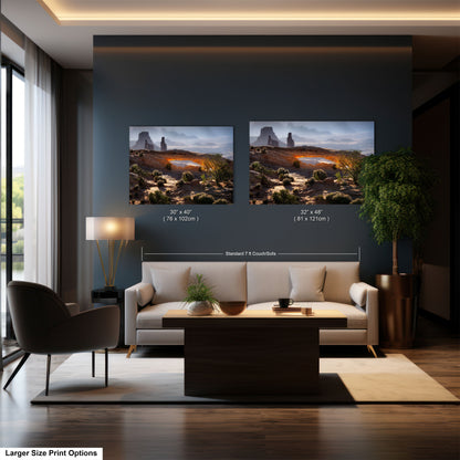 a living room filled with furniture and a painting on the wall