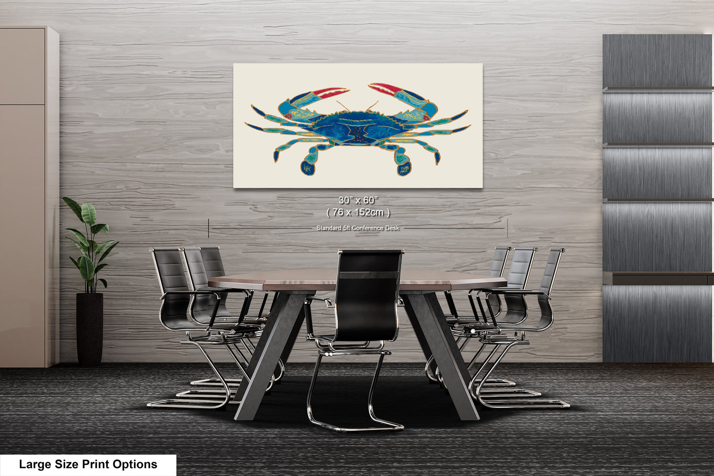 a picture of a blue crab sitting on top of a table