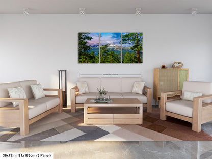 a living room filled with furniture and a painting on the wall