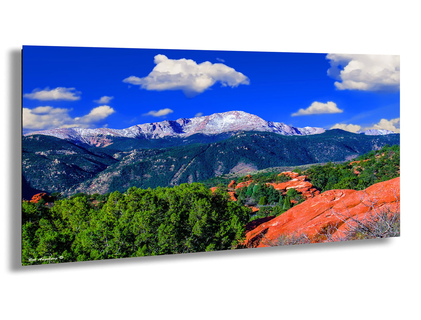 a scenic view of the mountains and trees