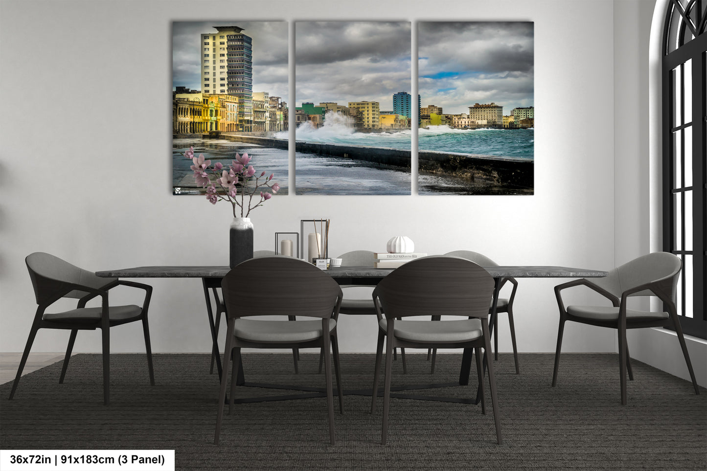 a dining room with a table and chairs