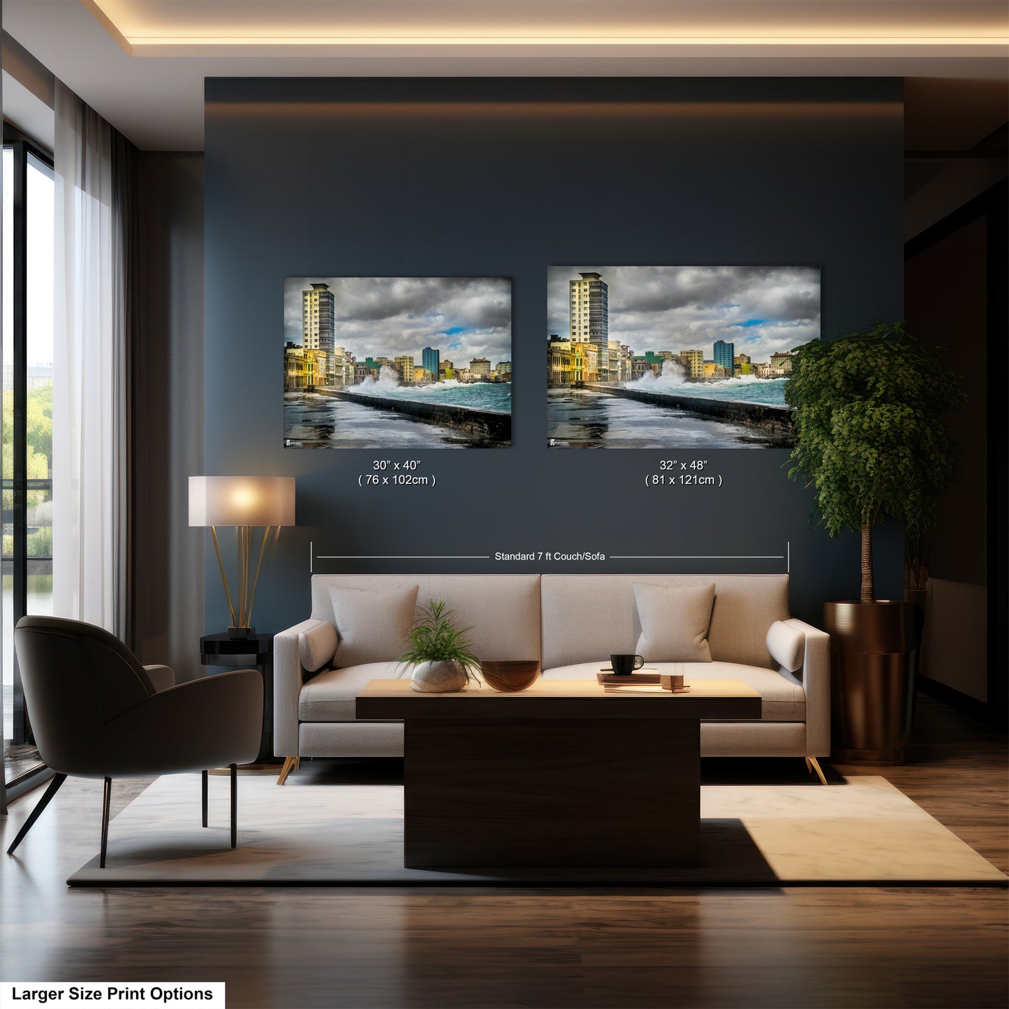 a living room filled with furniture and a large window