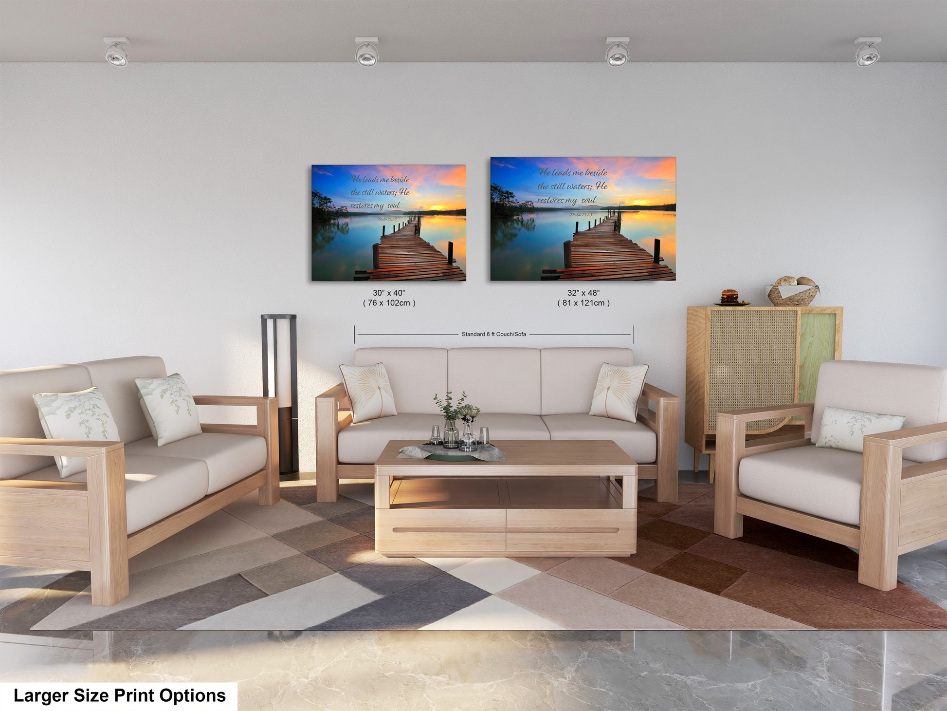 a living room filled with furniture and a painting on the wall
