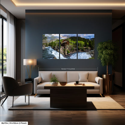 a living room filled with furniture and a painting on the wall
