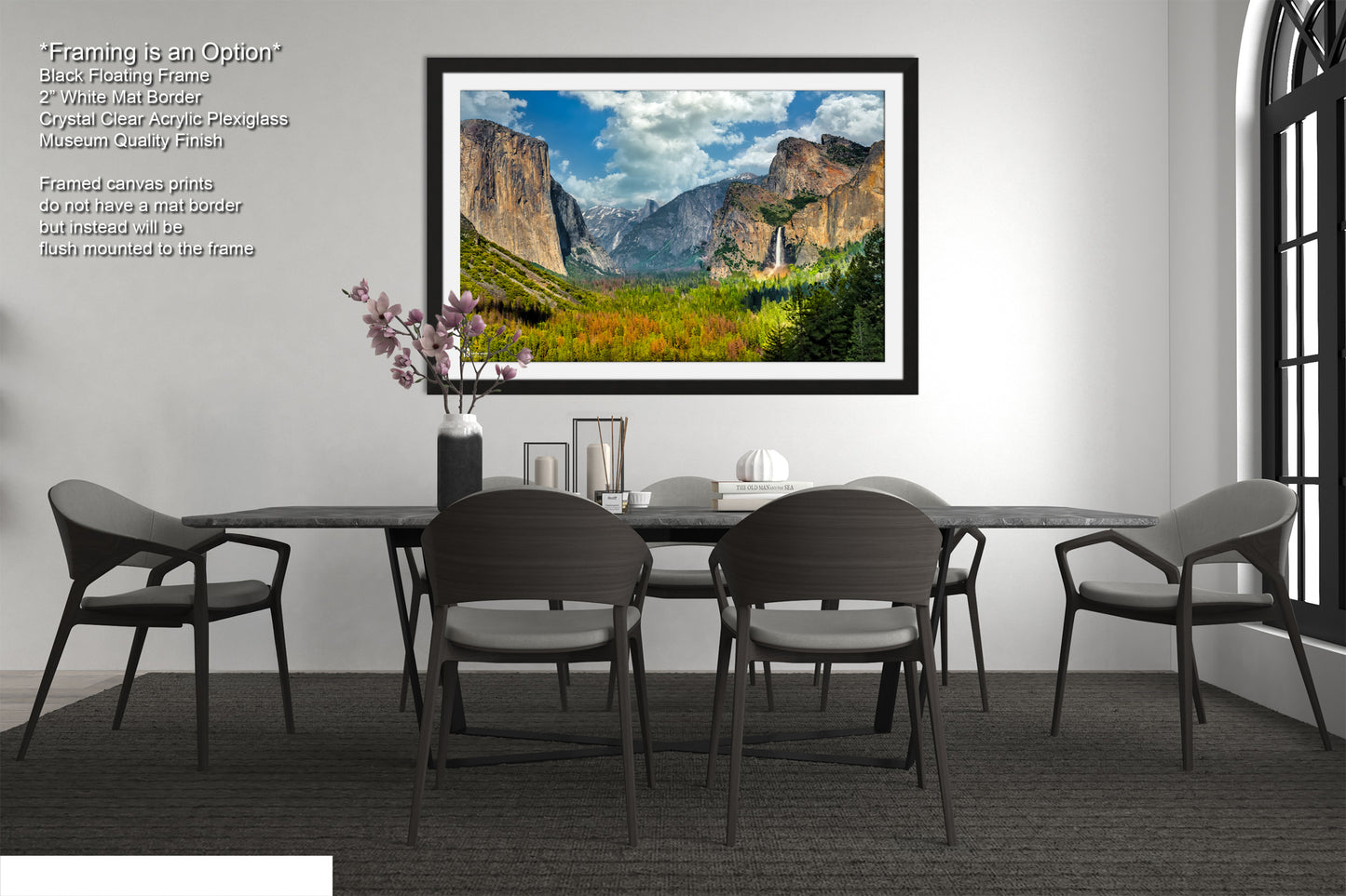 a dining room with a table and chairs