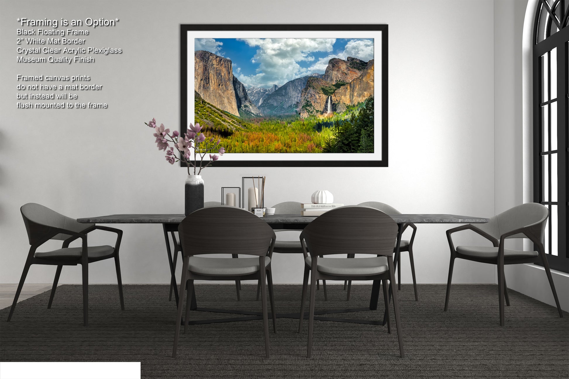 a dining room with a table and chairs