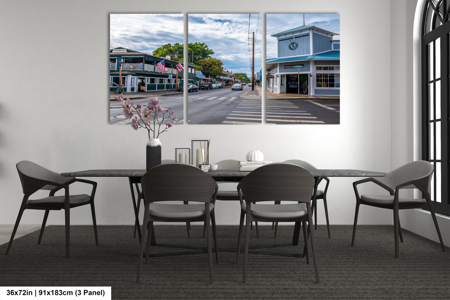 a dining room with a table and chairs