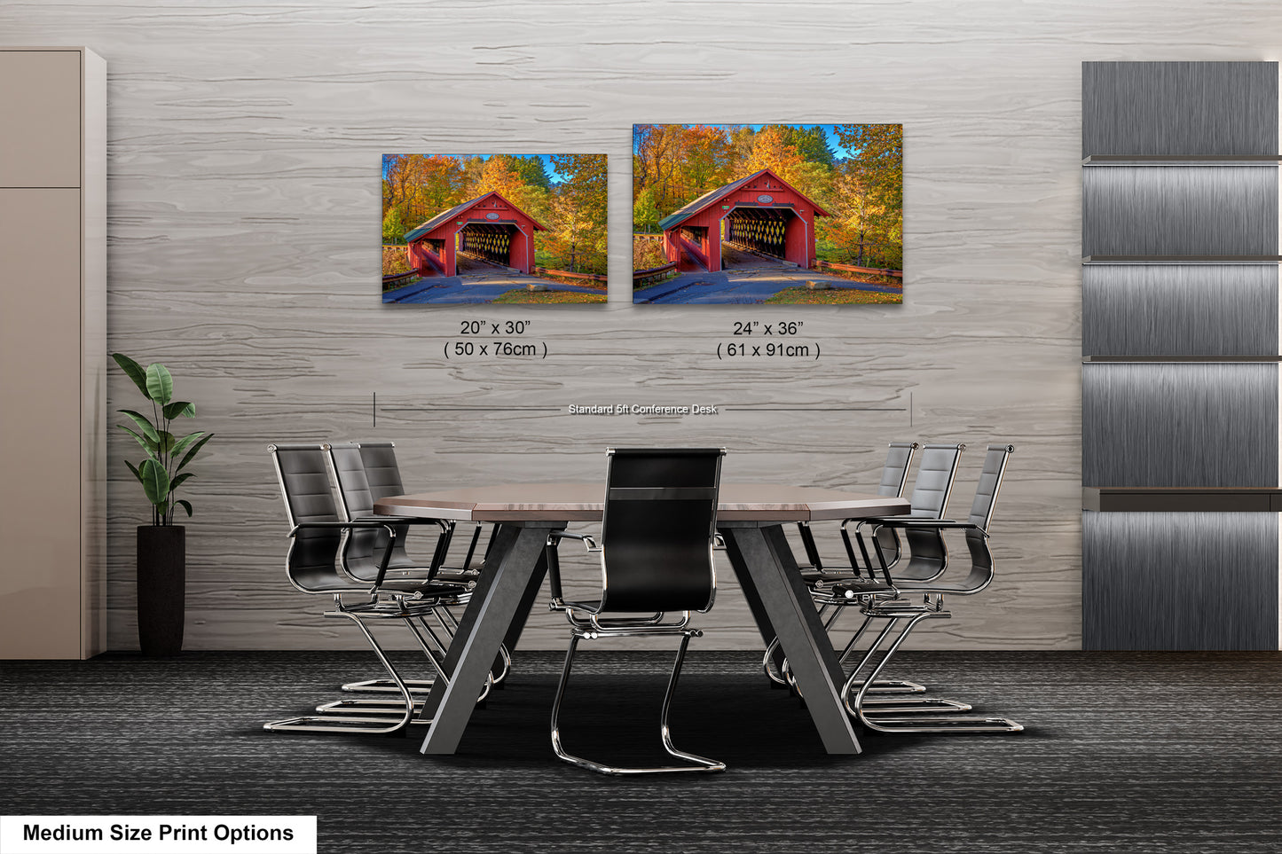 two pictures of a table and chairs in a room