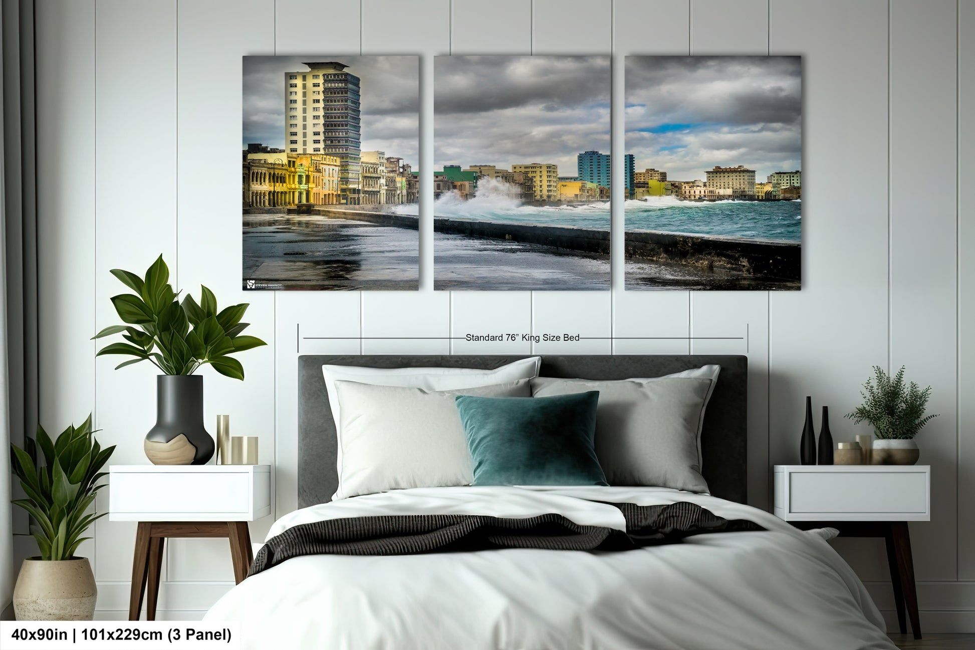 a bedroom scene with focus on the bed