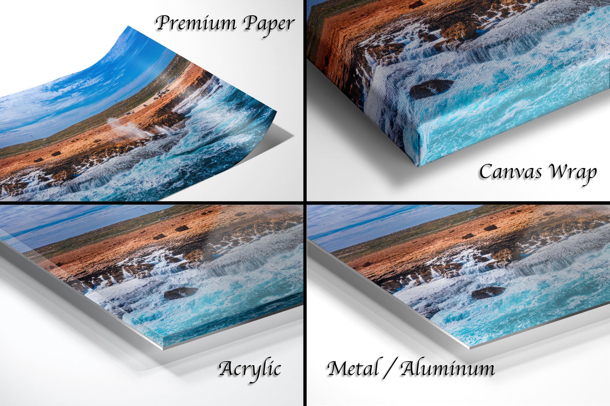 a series of four images showing different stages of painting