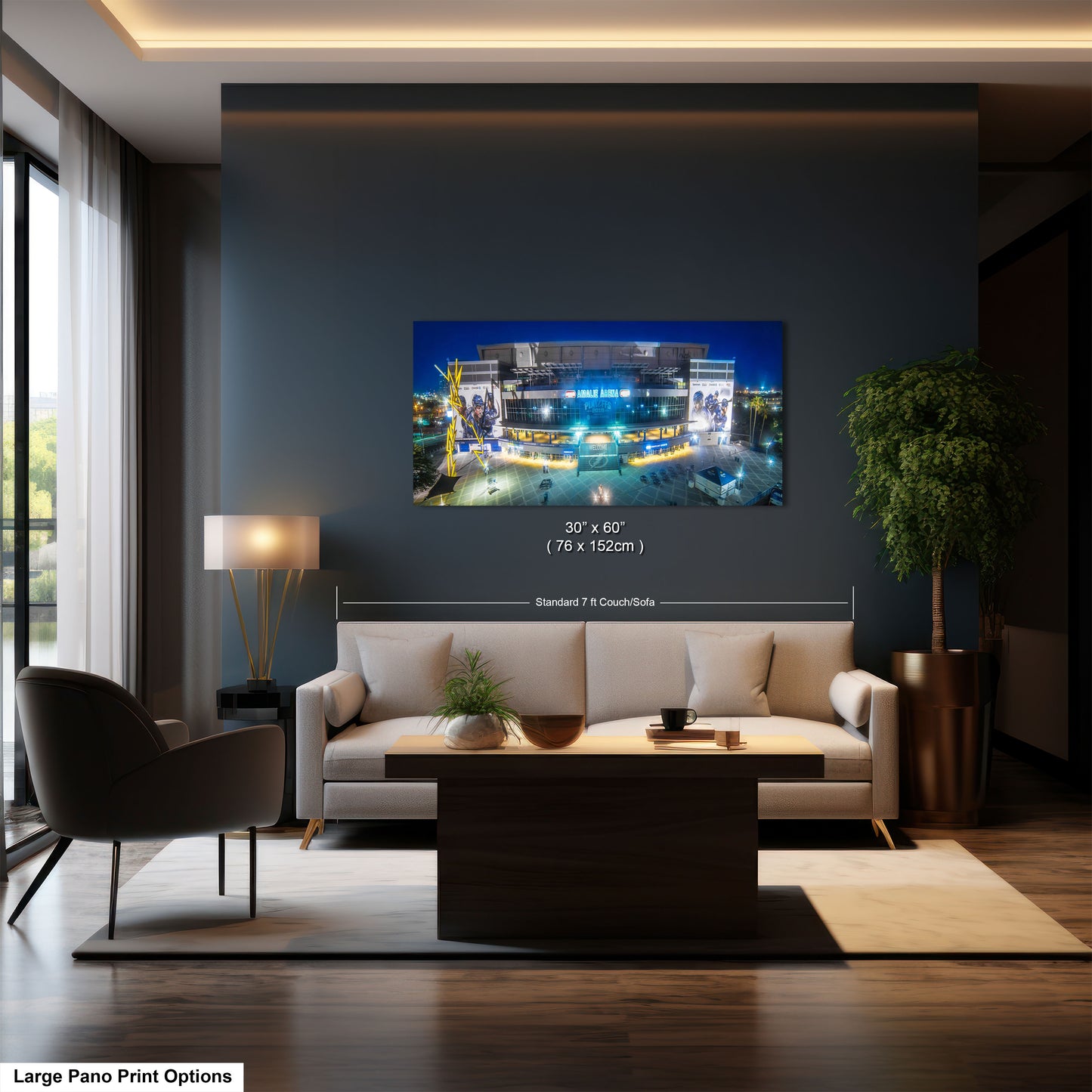 a living room with a couch and a table