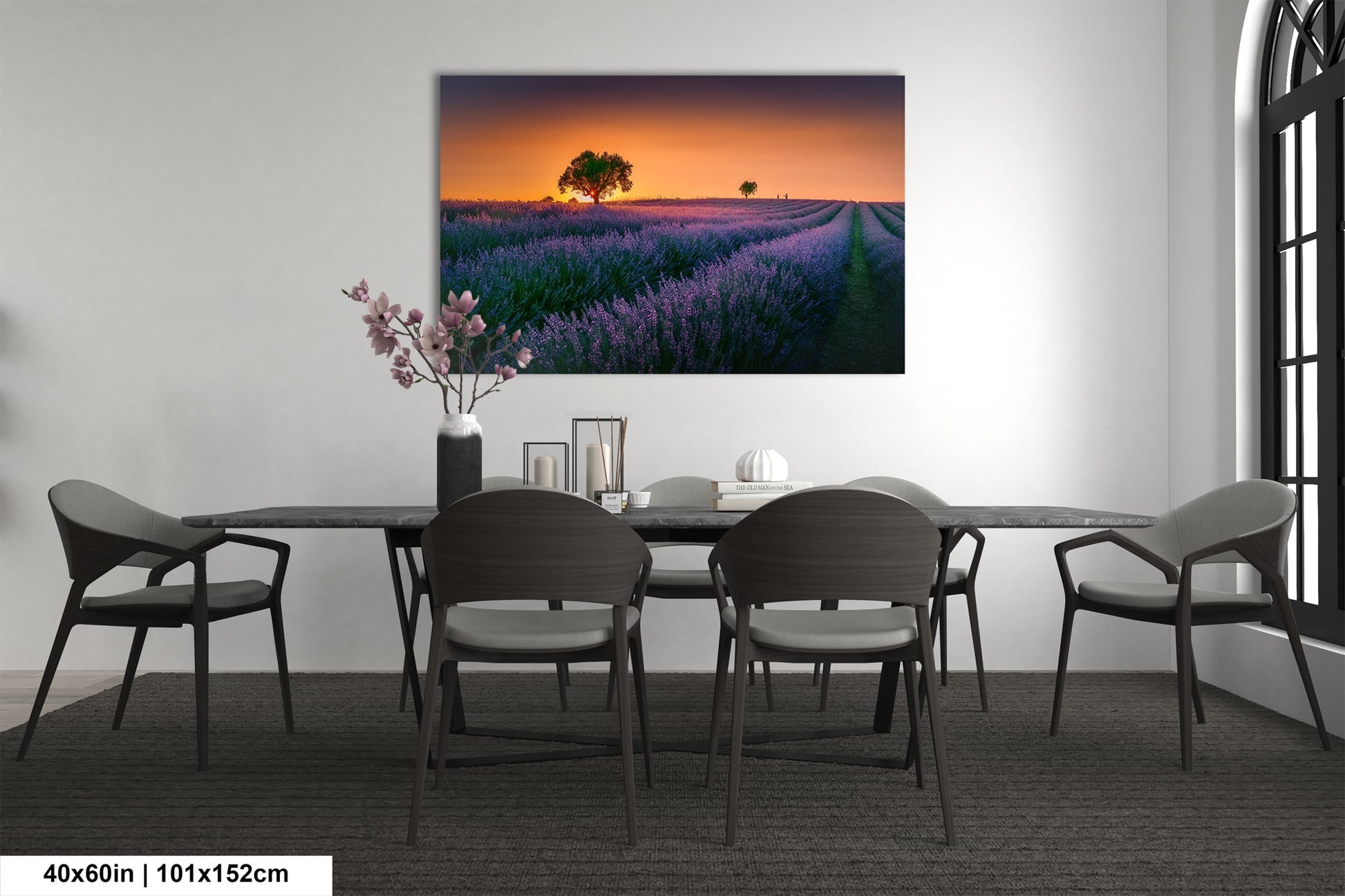 a dining room with a table and chairs