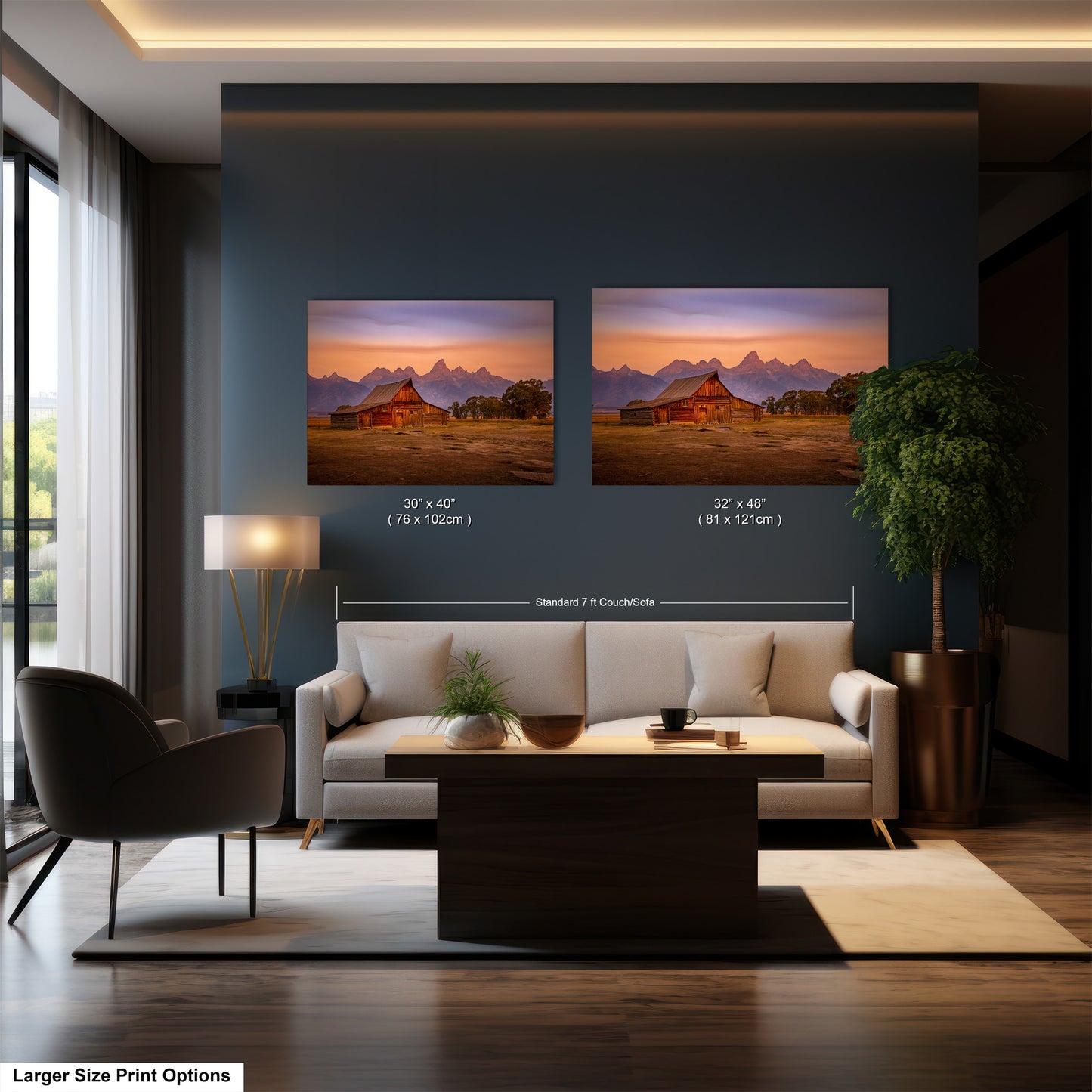a living room filled with furniture and a large window