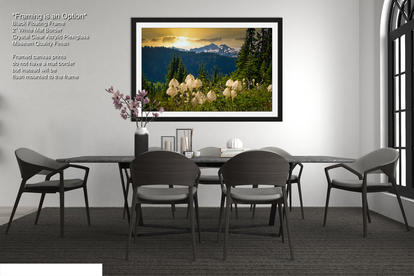 a picture of a dining room with a table and chairs