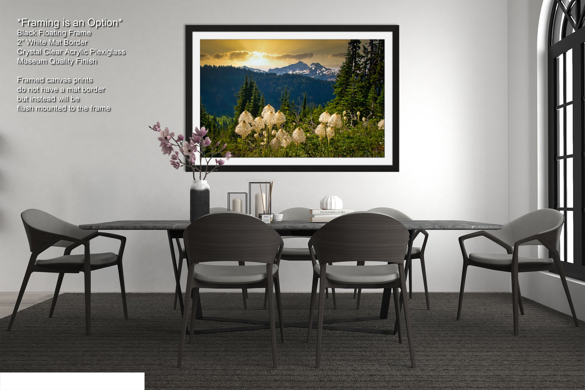 a picture of a dining room with a table and chairs