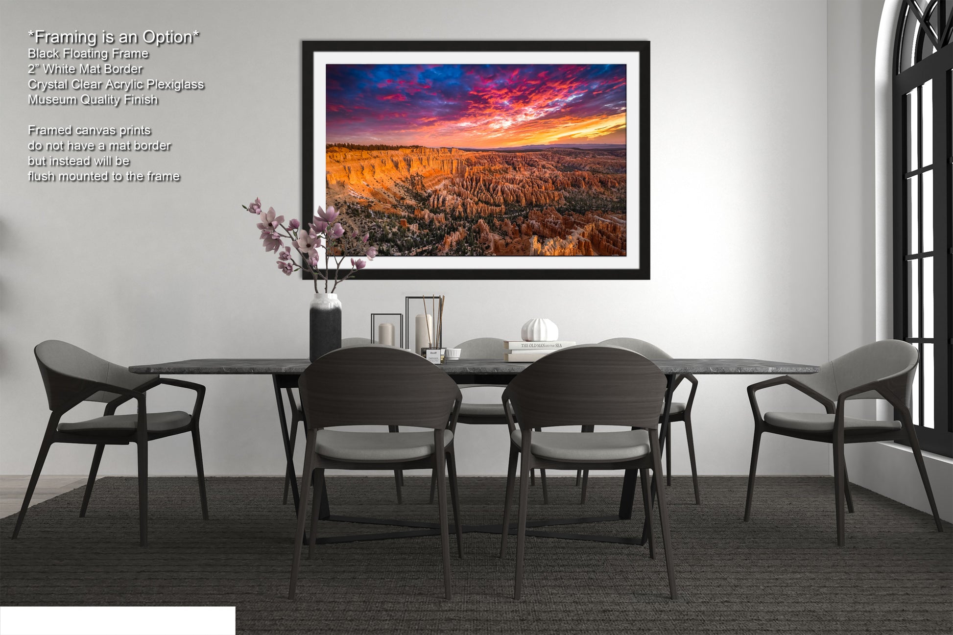 a dining room with a table and chairs