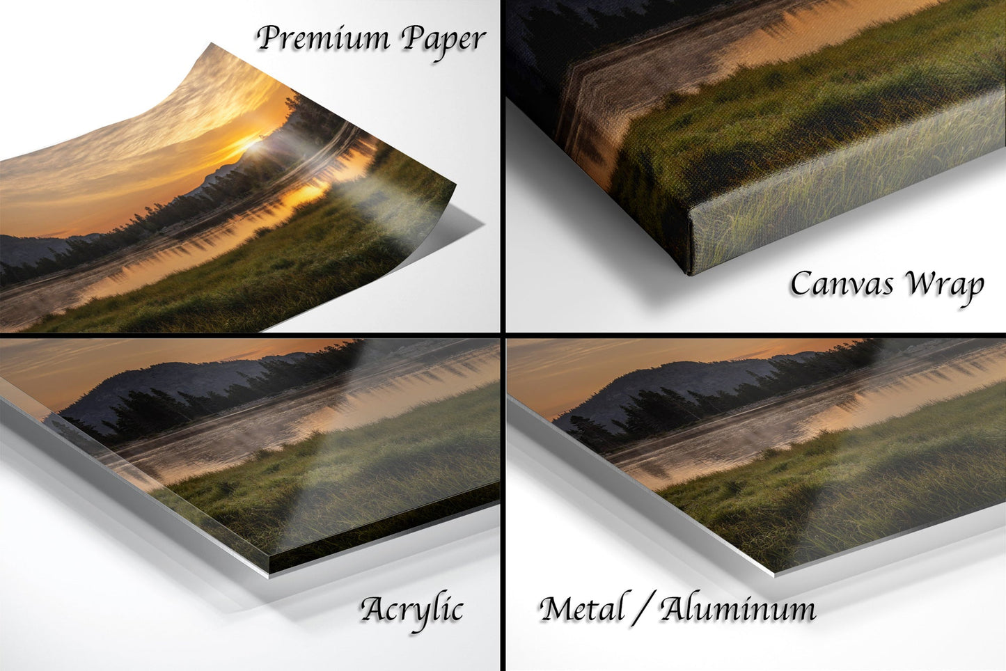 a series of four images of a landscape