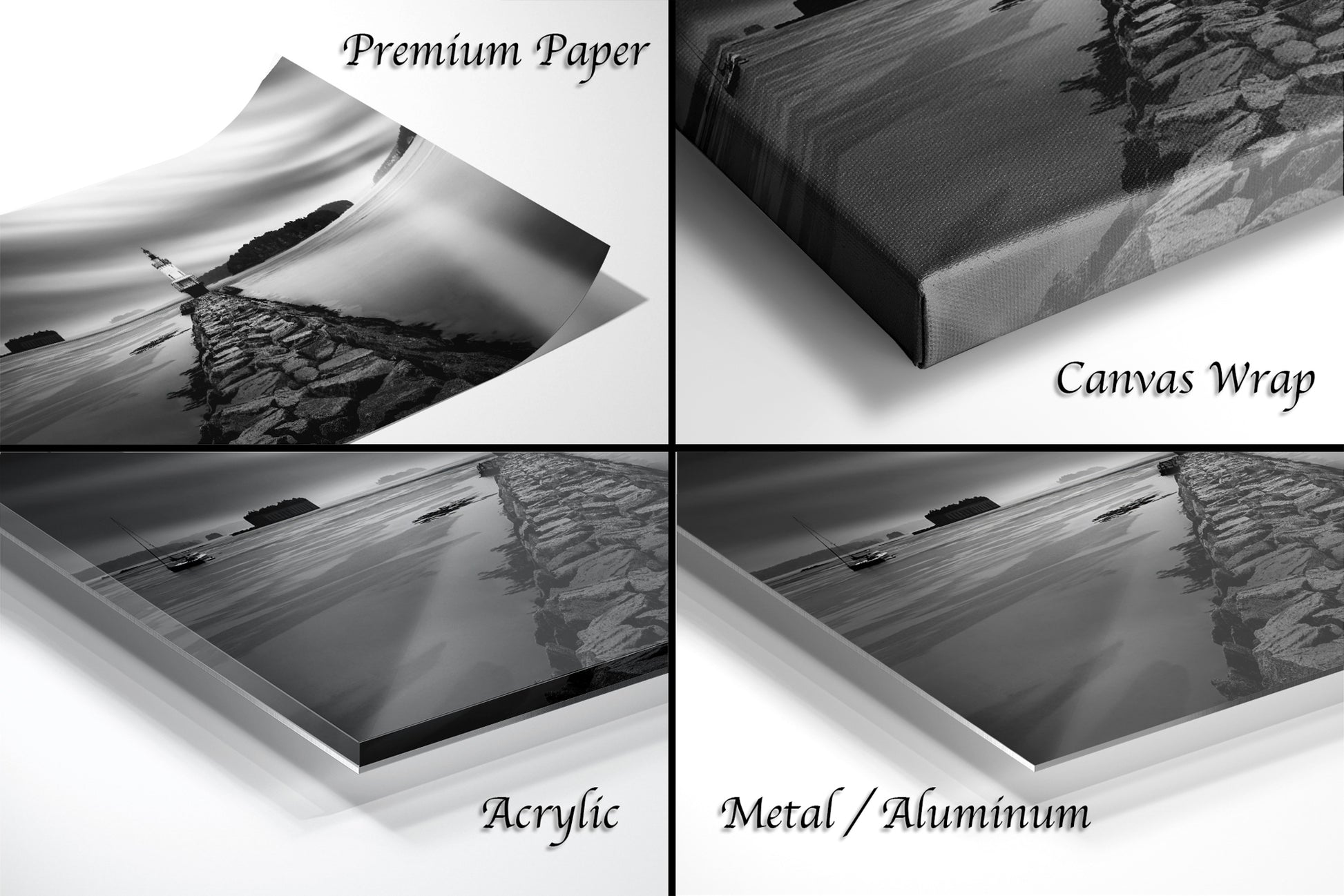 a series of four photographs of a landscape
