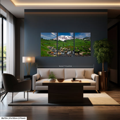 a living room filled with furniture and a painting on the wall