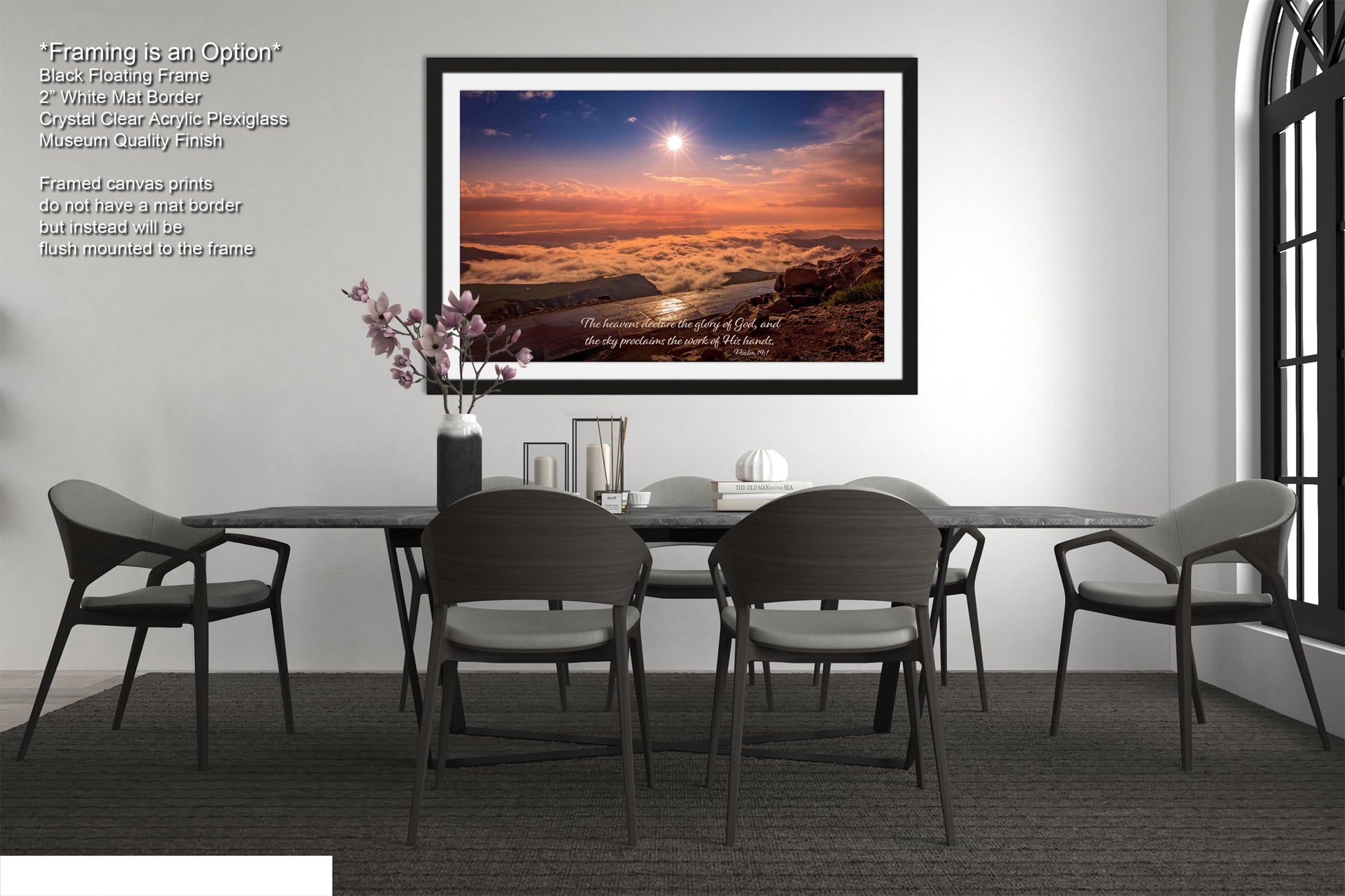 a dining room with a table and chairs